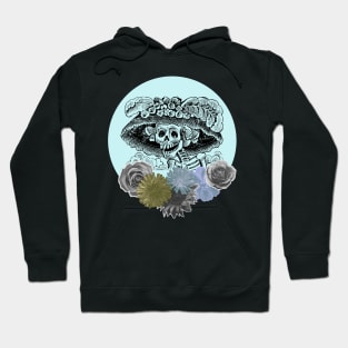 Halloween, Classic La Catrina, Pale Blue with Flowers Hoodie